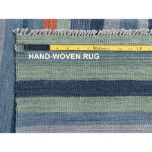 Load image into Gallery viewer, 10&#39;4&quot;x14&#39;2&quot; Sunburst And Stripes Design Flat Weave Kilim Natural Wool Reversible Hand Woven Oriental Rug FWR360300