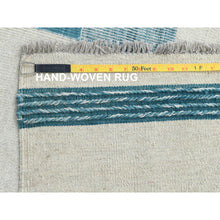 Load image into Gallery viewer, 12&#39;3&quot;x15&#39; Aquamarine Stripe Design Hand Woven Kilim Flat Weave Handspun Wool Reversible Oriental Oversize Rug FWR360312