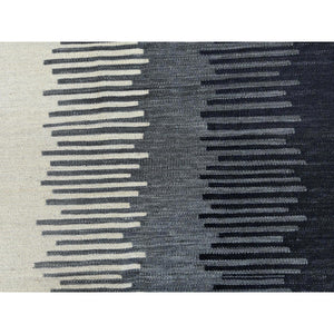 6'3"x9' Avant-garde Design With Open Field Flat Weave Kilim Pure Wool Reversible Hand Woven Oriental Rug FWR360492