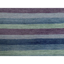 Load image into Gallery viewer, 9&#39;4&quot;x12&#39;1&quot; Flat Weave Kilim Pure Wool Hand Woven Stripe Design Reversible Oriental Rug FWR360552