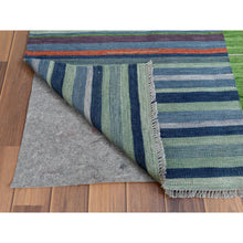 Load image into Gallery viewer, 8&#39;3&quot;x10&#39;1&quot; Hand Woven Stripe Design Flat Weave Kilim Organic Wool Reversible Oriental Rug FWR360558