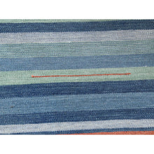 Load image into Gallery viewer, 8&#39;3&quot;x10&#39;1&quot; Hand Woven Stripe Design Flat Weave Kilim Pure Wool Reversible Oriental Rug FWR360564