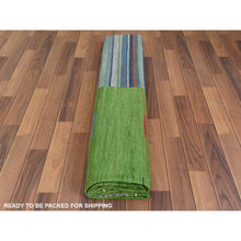 Load image into Gallery viewer, 8&#39;3&quot;x10&#39;1&quot; Hand Woven Stripe Design Flat Weave Kilim Pure Wool Reversible Oriental Rug FWR360564