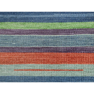 6'2"x9'2" Flat Weave Kilim Pure Stripe Design Wool Hand Woven Reversible Oriental Rug FWR360570