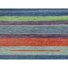 Load image into Gallery viewer, 6&#39;2&quot;x9&#39;2&quot; Flat Weave Kilim Pure Stripe Design Wool Hand Woven Reversible Oriental Rug FWR360570