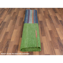 Load image into Gallery viewer, 10&#39;4&quot;x14&#39;2&quot; Flat Weave Kilim Stripe Design Pure Wool Hand Woven Reversible Oriental Over Size Rug FWR360582