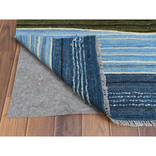 Load image into Gallery viewer, 8&#39;5&quot;x9&#39;10&quot; Flat Weave Kilim Pure Wool  Aqua And Brown Mountain Design Hand Woven Reversible Oriental Rug FWR360594
