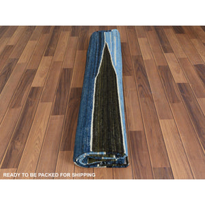 8'5"x9'10" Flat Weave Kilim Pure Wool  Aqua And Brown Mountain Design Hand Woven Reversible Oriental Rug FWR360594