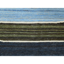 Load image into Gallery viewer, 6&#39;3&quot;x8&#39;9&quot; Hand Woven Flat Weave Kilim Organic Blue And Brown Mountain Design Wool Reversible Oriental Rug FWR360624