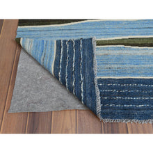 Load image into Gallery viewer, 6&#39;3&quot;x8&#39;9&quot; Hand Woven Flat Weave Kilim Organic Blue And Brown Mountain Design Wool Reversible Oriental Rug FWR360624