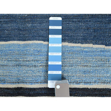 Load image into Gallery viewer, 6&#39;3&quot;x8&#39;9&quot; Hand Woven Flat Weave Kilim Organic Blue And Brown Mountain Design Wool Reversible Oriental Rug FWR360624
