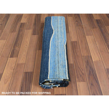 Load image into Gallery viewer, 6&#39;3&quot;x8&#39;9&quot; Hand Woven Flat Weave Kilim Organic Blue And Brown Mountain Design Wool Reversible Oriental Rug FWR360624