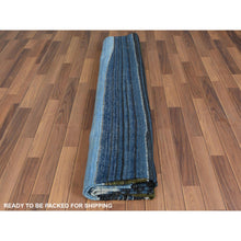 Load image into Gallery viewer, 10&#39;7&quot;x13&#39;8&quot; Blue And Brown Mountain Design Flat Weave Kilim Pure Wool Reversible Hand Woven Oriental Rug FWR360636