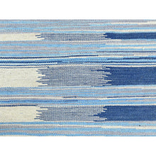Load image into Gallery viewer, 10&#39;5&quot;x13&#39;10&quot; Hand Woven Flat Weave Kilim Pure Nomadic Stripe Design Wool Reversible Oriental Rug FWR360648