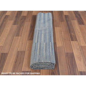 6'1"x9'1" Hand Woven Flat Weave Kilim Organic Nomadic Stripe Design Wool Reversible Oriental Rug FWR360654