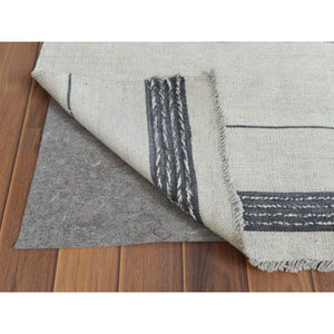 8'5"x10'1" Flat Weave  Kilim Pure Wool Hand Woven Reversible Oriental Avant-garde Stripe Design Rug FWR360720