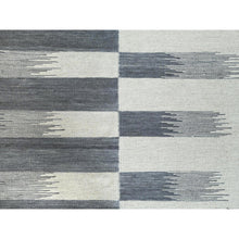Load image into Gallery viewer, 8&#39;2&quot;x9&#39;10&quot; Hand Woven Avant-garde Stripe Design Flat Weave Kilim Organic Wool Reversible Oriental Rug FWR360726