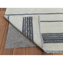 Load image into Gallery viewer, 8&#39;2&quot;x9&#39;10&quot; Hand Woven Avant-garde Stripe Design Flat Weave Kilim Organic Wool Reversible Oriental Rug FWR360726