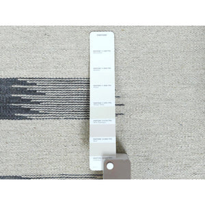 8'2"x9'10" Hand Woven Avant-garde Stripe Design Flat Weave Kilim Organic Wool Reversible Oriental Rug FWR360726