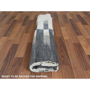 8'2"x9'10" Hand Woven Avant-garde Stripe Design Flat Weave Kilim Organic Wool Reversible Oriental Rug FWR360726