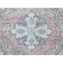 Load image into Gallery viewer, 6&#39;8&quot;x9&#39;8&quot; Red Clean Pure Wool Shabby Chic Worn Down Old Persian Tabriz Medallion Design Distressed Hand Knotted Oriental Rug FWR361098