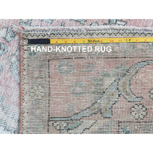 6'8"x9'8" Red Clean Pure Wool Shabby Chic Worn Down Old Persian Tabriz Medallion Design Distressed Hand Knotted Oriental Rug FWR361098