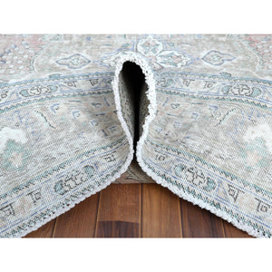 6'2"x9'7" Red Clean Natural Wool Shabby Chic Distressed Old Persian Tabriz Medallion Design Hand Knotted Oriental Rug FWR361116