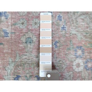 6'2"x9'7" Red Clean Natural Wool Shabby Chic Distressed Old Persian Tabriz Medallion Design Hand Knotted Oriental Rug FWR361116