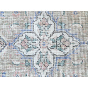6'2"x9'7" Red Clean Natural Wool Shabby Chic Distressed Old Persian Tabriz Medallion Design Hand Knotted Oriental Rug FWR361116