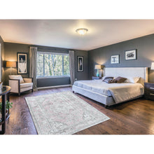 Load image into Gallery viewer, 6&#39;4&quot;x9&#39;6&quot; Red Clean Natural Wool Bohemian Distressed Old Persian Tabriz Medallion Design Hand Knotted Oriental Rug FWR361122
