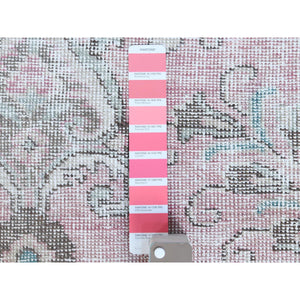 6'4"x9'6" Red Clean Natural Wool Bohemian Distressed Old Persian Tabriz Medallion Design Hand Knotted Oriental Rug FWR361122