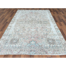 Load image into Gallery viewer, 5&#39;10&quot;x9&#39;5&quot; Red Clean Pure Wool Bohemian Worn Down Vintage Look Persian Tabriz Medallion Design Distressed Hand Knotted Oriental Rug FWR361158