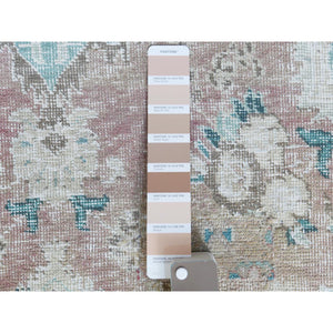 5'10"x9'5" Red Clean Pure Wool Bohemian Worn Down Vintage Look Persian Tabriz Medallion Design Distressed Hand Knotted Oriental Rug FWR361158