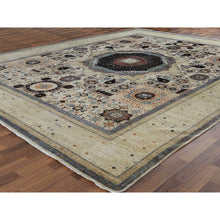 Load image into Gallery viewer, 11&#39;9&quot;x14&#39;3&quot; Oversized Ivory Shiny Wool Super Fine Peshawar Mamluk Design with Denser Weave Even Pile Hand Knotted Oriental Rug FWR361692