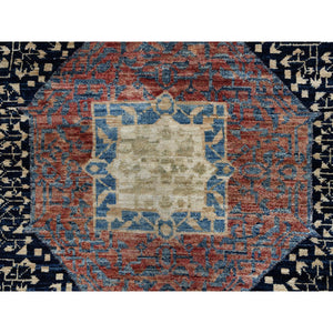 11'9"x14'3" Oversized Ivory Shiny Wool Super Fine Peshawar Mamluk Design with Denser Weave Even Pile Hand Knotted Oriental Rug FWR361692