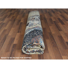Load image into Gallery viewer, 11&#39;9&quot;x14&#39;3&quot; Oversized Ivory Shiny Wool Super Fine Peshawar Mamluk Design with Denser Weave Even Pile Hand Knotted Oriental Rug FWR361692