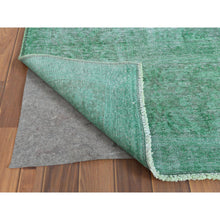 Load image into Gallery viewer, 9&#39;7&quot;x12&#39;5&quot; Hand Knotted Shades Of Light Green Overdyed Clean Distressed Vintage Persian Kerman Organic Wool Oriental Rug FWR361830
