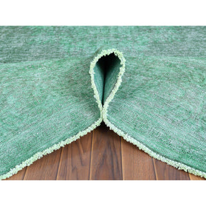9'7"x12'5" Hand Knotted Shades of Light Green Overdyed Clean Distressed Vintage Persian Kerman Organic Wool Oriental Rug FWR361830