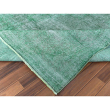 Load image into Gallery viewer, 9&#39;7&quot;x12&#39;5&quot; Hand Knotted Shades Of Light Green Overdyed Clean Distressed Vintage Persian Kerman Organic Wool Oriental Rug FWR361830