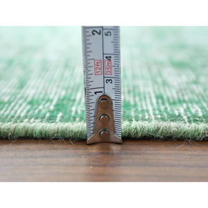 9'7"x12'5" Hand Knotted Shades of Light Green Overdyed Clean Distressed Vintage Persian Kerman Organic Wool Oriental Rug FWR361830