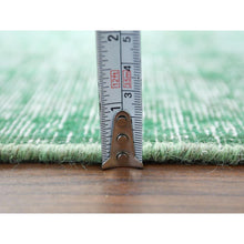 Load image into Gallery viewer, 9&#39;7&quot;x12&#39;5&quot; Hand Knotted Shades Of Light Green Overdyed Clean Distressed Vintage Persian Kerman Organic Wool Oriental Rug FWR361830