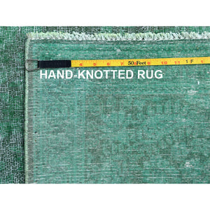 9'7"x12'5" Hand Knotted Shades of Light Green Overdyed Clean Distressed Vintage Persian Kerman Organic Wool Oriental Rug FWR361830
