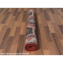 Load image into Gallery viewer, 3&#39;9&quot;x10&#39;9&quot; Semi Antique Red Northwest Persian Heriz With Geometric Design Cropped Thin Pile Clean Hand Knotted Pure Wool Oriental Runner Rug FWR363060