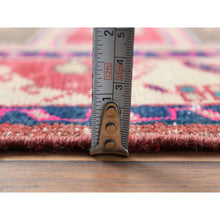 Load image into Gallery viewer, 3&#39;9&quot;x10&#39;9&quot; Semi Antique Red Northwest Persian Heriz With Geometric Design Cropped Thin Pile Clean Hand Knotted Pure Wool Oriental Runner Rug FWR363060