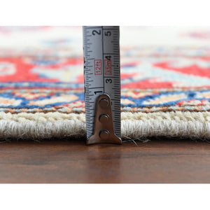 2'8"x9'8" Ivory Geometric Design Special Kazak Hand Knotted Pure Wool Oriental Runner Rug FWR364350