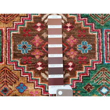 Load image into Gallery viewer, 2&#39;9&quot;x9&#39;8&quot; Colorful Super Kazak Khorjin Design With Colorful Tassles Vibrant Wool Hand Knotted Oriental Runner Rug FWR365052
