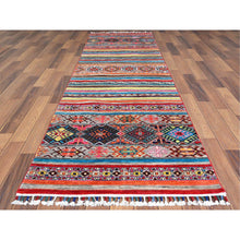 Load image into Gallery viewer, 2&#39;9&quot;x9&#39;9&quot; Super Kazak With Pop Of Various Colors Khorjin Design Glimmery Wool Hand Knotted Oriental Runner Rug FWR365058