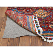 Load image into Gallery viewer, 2&#39;8&quot;x8&#39;1&quot; Red Super Kazak Khorjin Design With Colorful Tassles Soft Velvety Wool Hand Knotted Oriental Runner Rug FWR365082