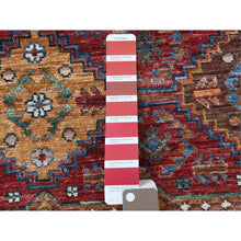 Load image into Gallery viewer, 2&#39;8&quot;x8&#39;1&quot; Red Super Kazak Khorjin Design With Colorful Tassles Soft Velvety Wool Hand Knotted Oriental Runner Rug FWR365082