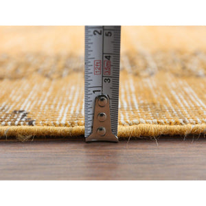 6'1"x9'6" Semi Antique Orange Cast Persian Tabriz With Open Field Design Hand Knotted Distressed Look Clean Organic Wool Oriental Rug FWR365442